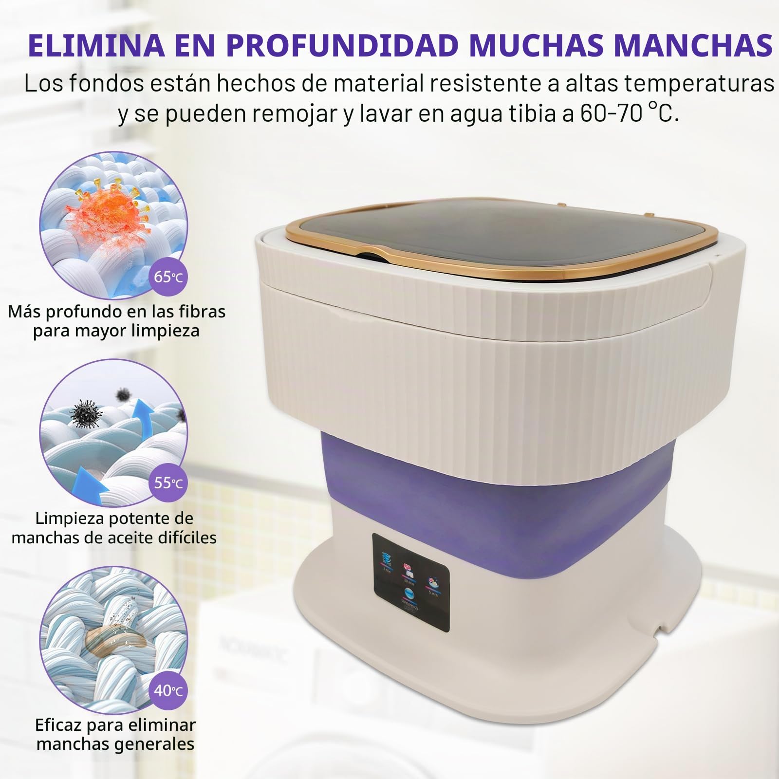 Mini lavadora portátil, 15 l, para camping, con escurridor, limpieza profunda de ropa interior, ropa de bebé, calcetines para apartamentos, dormitorios, viajes, coches