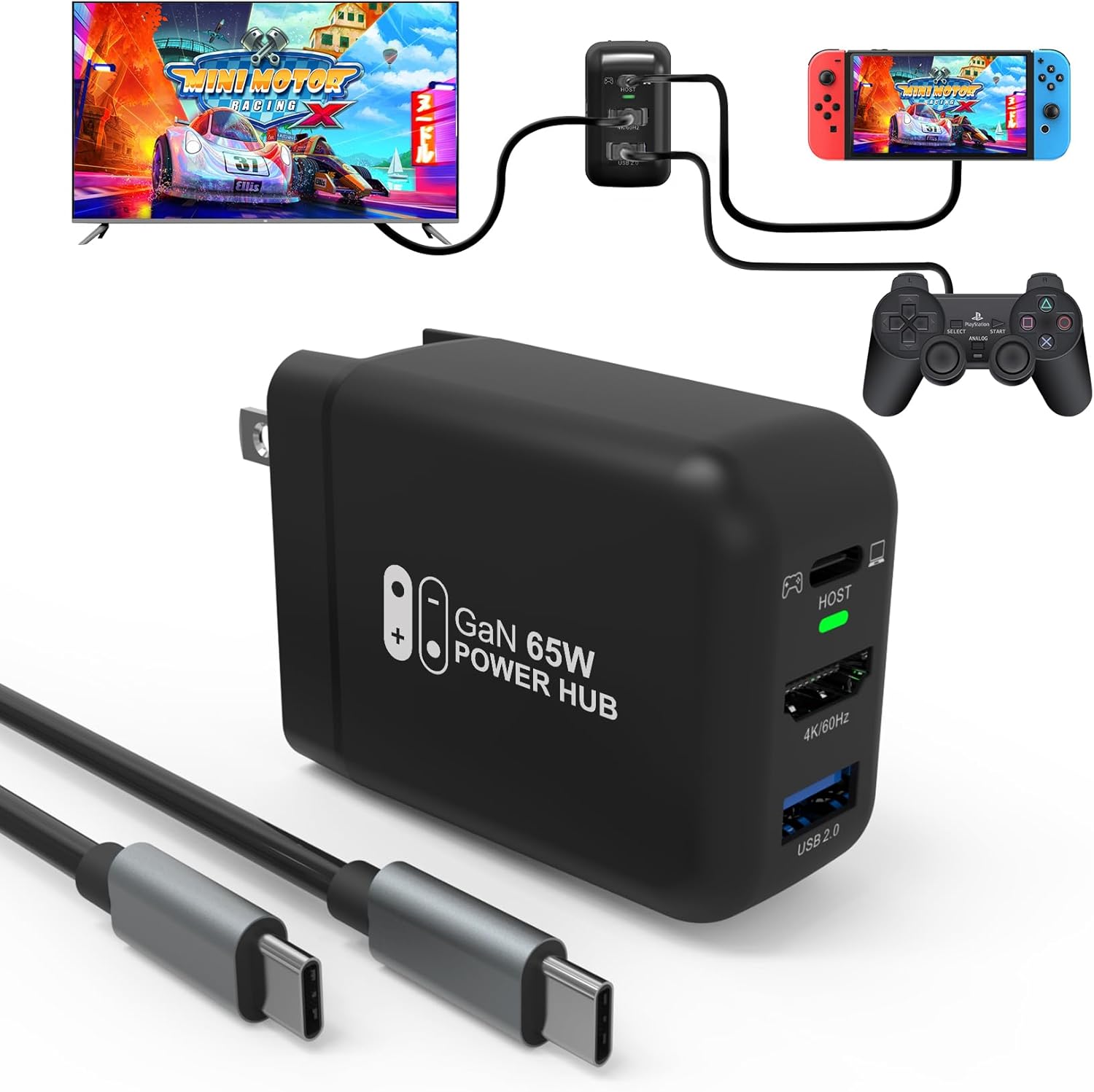 Mirabox 67W Portable Switch Dock Charger for Nintendo Switch, Compatible with OLED/Steam Deck/ROG Ally/Samsung Dex/iPad/MacBook, 4K 60Hz USB C TV Docking Station, with Charging and HDMI Output