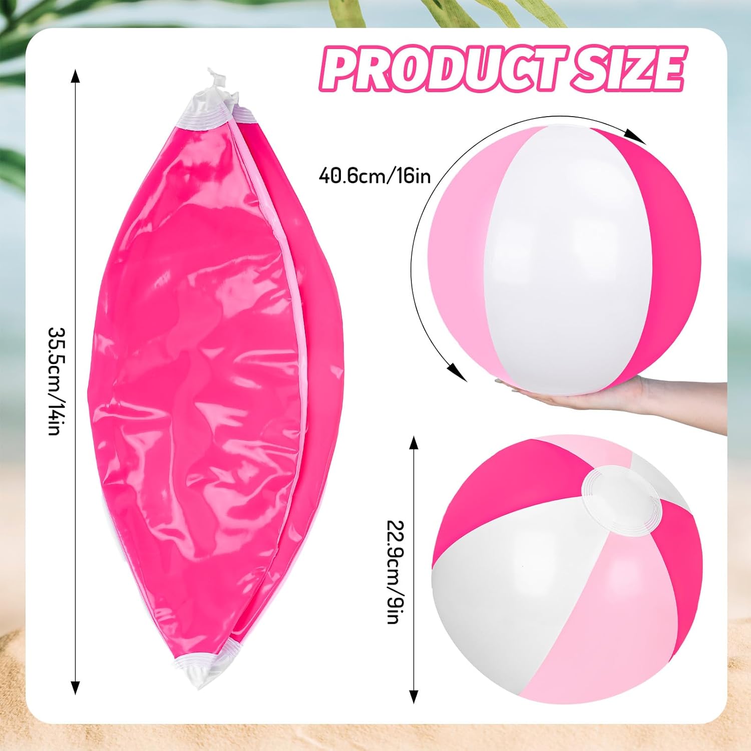 16Pcs Inflatable Beach Balls 16Inch Round Pool PVC Balls Cute Game Toys image 2 of 7 B0D53V7KJT