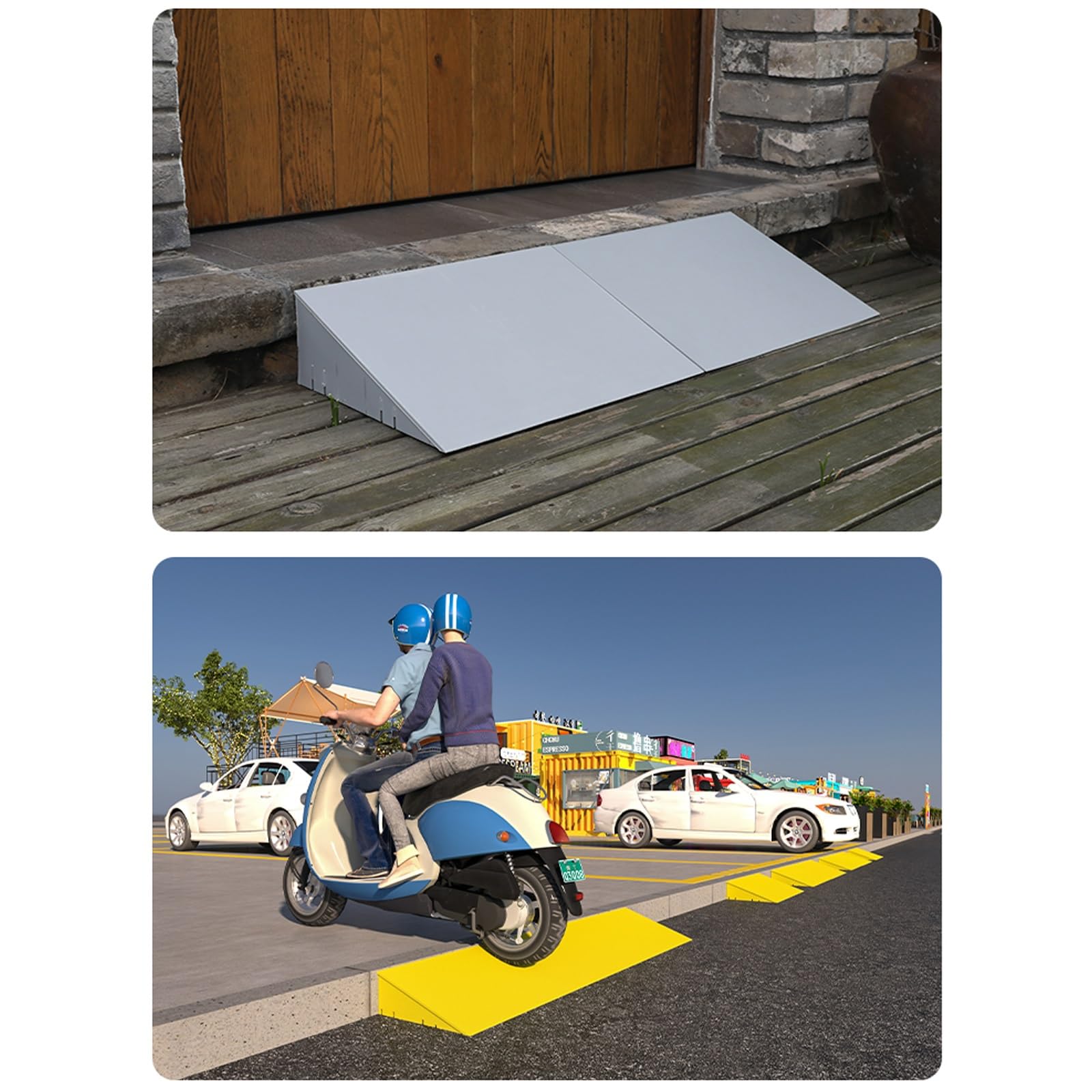 Rampa per Disabili, Rampe per Auto Antiscivolo, Portata 3500 kg, per Ingressi con Aspirapolvere Domestico, Capannoni e Scale(Black,50x22x9cm)