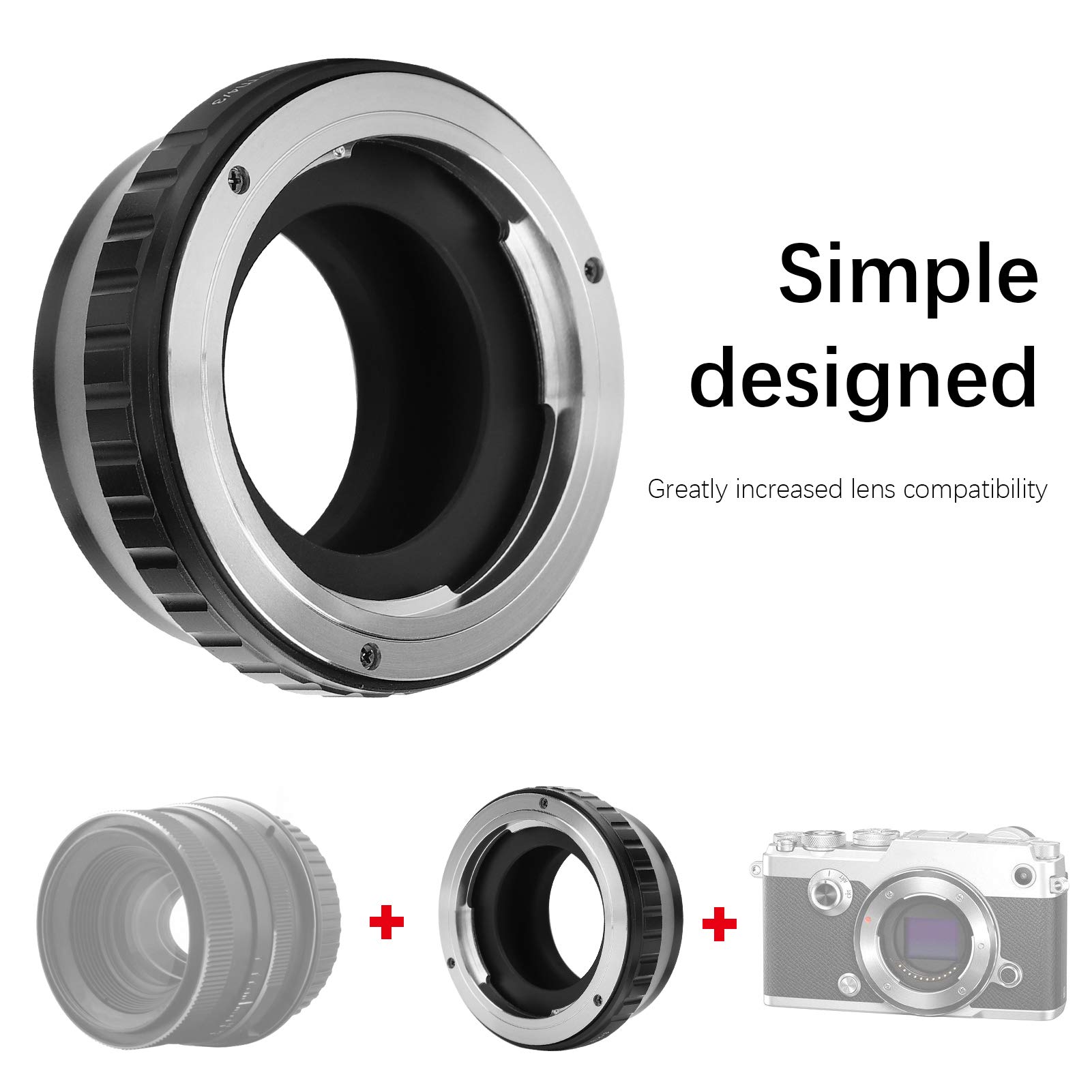 Anello Adattatore per Obiettivo Anello Adattatore in Lega di Alluminio Adatto per Obiettivo con Attacco QBM Installazione per Corpo Fotocamera con Attacco M4 3