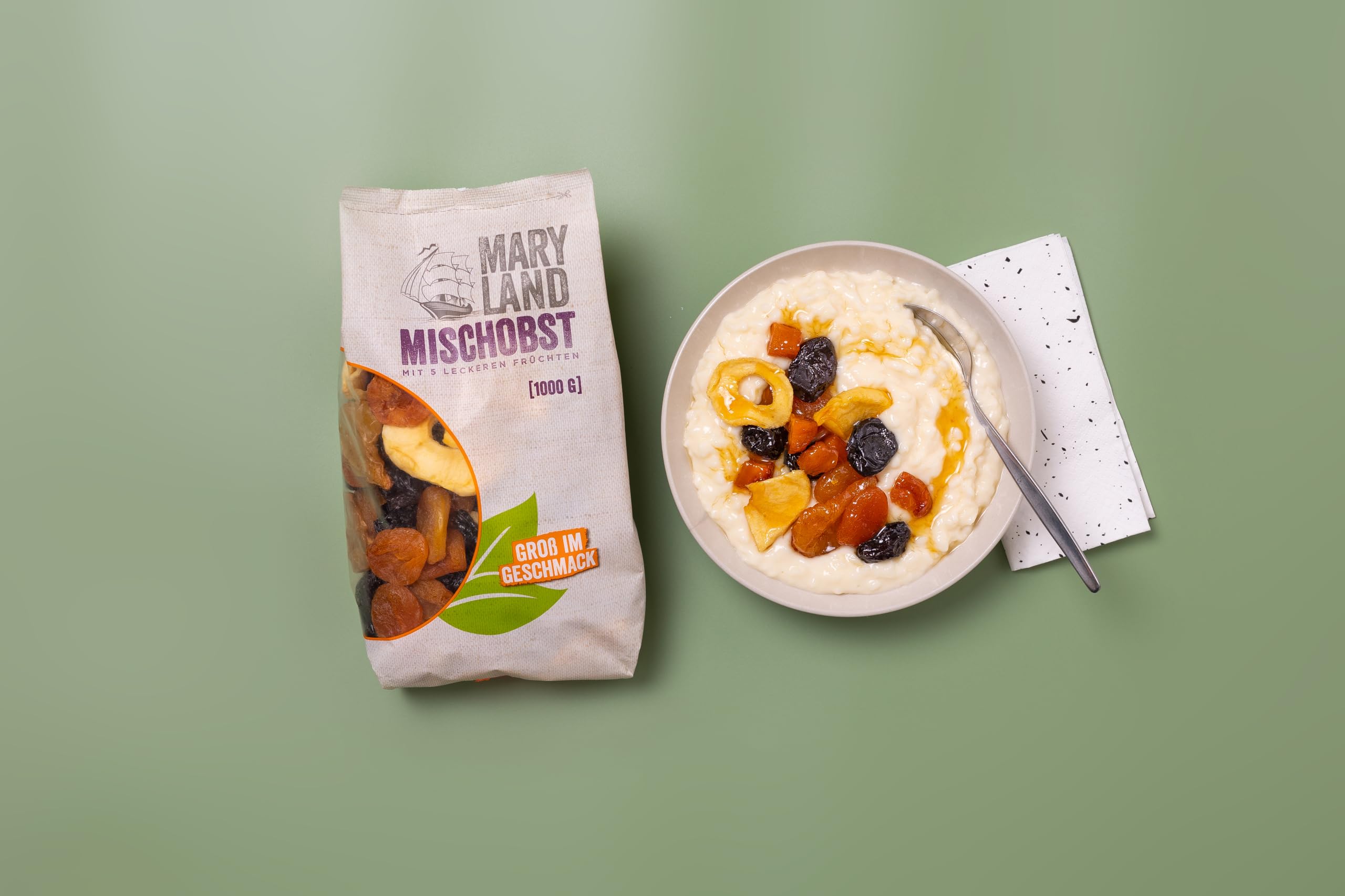 Maryland Mischobst 4 x 1kg Vorratspackung – Mit getrockneten Apfelringen, Pflaumen, Aprikosen, Birnen und Pfirsichen im Großbeutel – Veganes Trockenobst, perfekt zum Snacken (4 x 1kg)