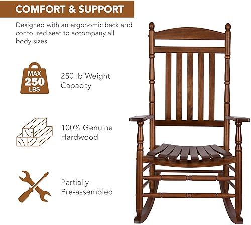 Miniatura 4 de Shine Company - Silla mecedora tradicional de madera estilo Rhode Island, roble