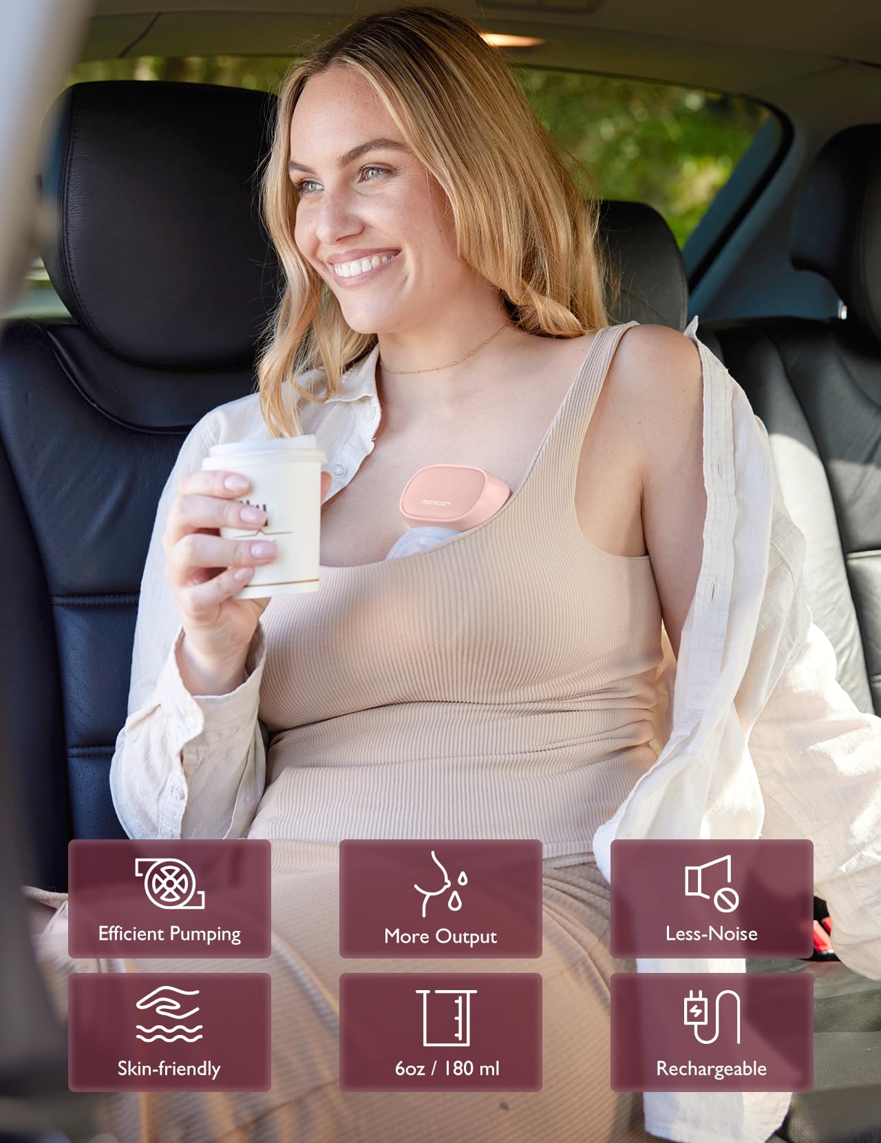 Momcozy S9 Pro Upgraded Wearable Breast Pump, Hands-Free Design with Extended Battery Life & LED Display, Double Electric Portable Pump with 2 Modes & 9 Levels, 24mm, 2-Pack, Pink