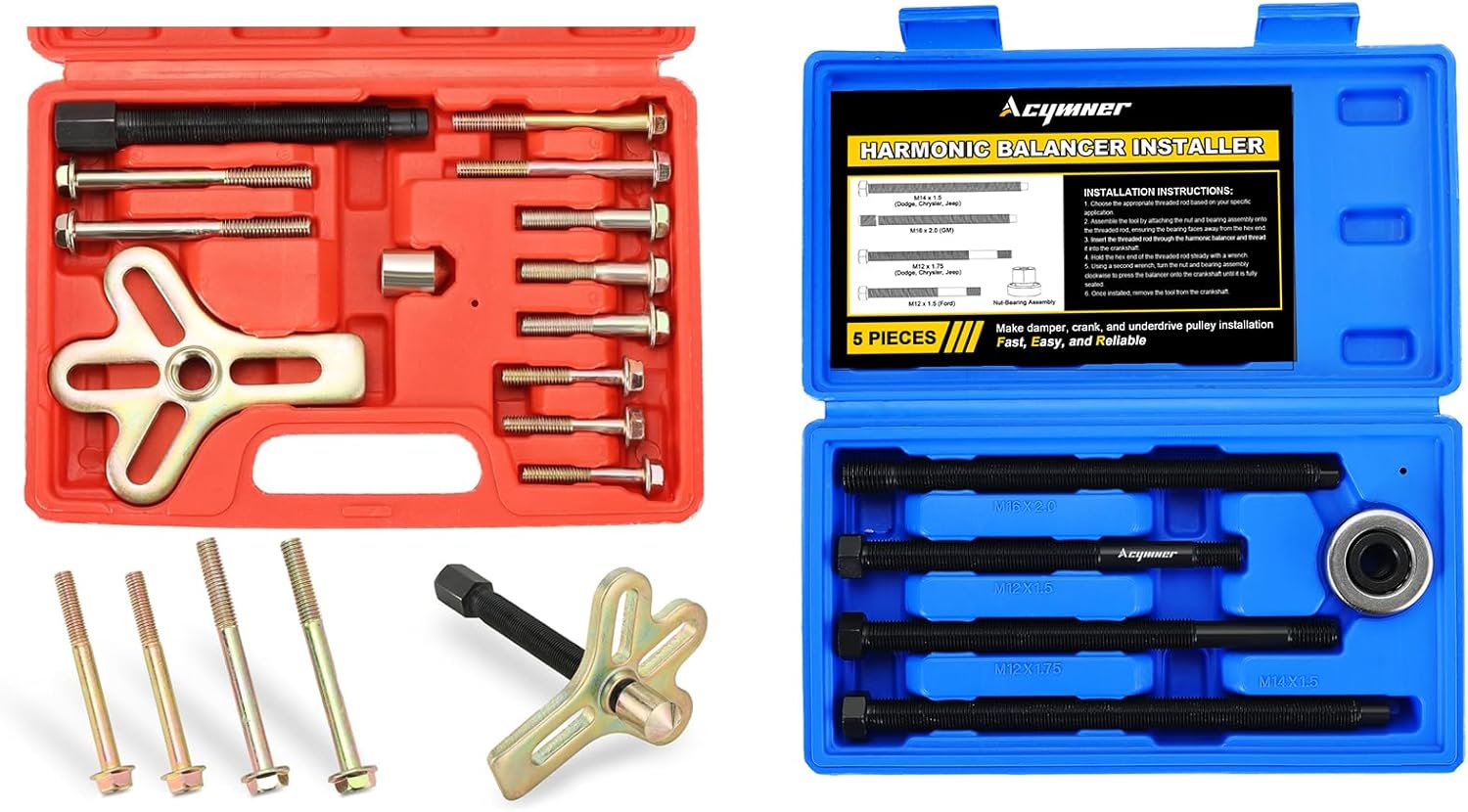 Harmonic Balancer Puller & Installer Kit | Crankshaft Pulley & Steering Wheel Removal Tool Set