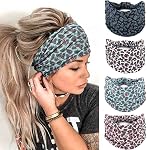 Acenail Wide Headbands Women Knotted Turban Hairbands Non Slip Floral Head Wraps Boho Hair Accessories 4Pcs