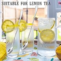 Vista 6 de Paquete de 8 cucharas de cóctel de mango largo de 9 pulgadas, cucharas de té helado de acero inoxidable para café y helado, cucharas para mezclar