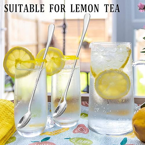 Miniatura 6 de Paquete de 8 cucharas de cóctel de mango largo de 9 pulgadas, cucharas de té helado de acero inoxidable para café y helado, cucharas para mezclar