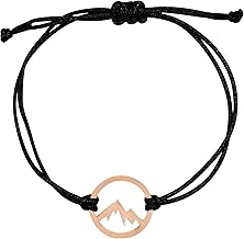 Nuoli® Berg Armband (verstellbar 14-20cm) Bergarmband aus schwarzem Stoff mit Edelstahl Anhänger