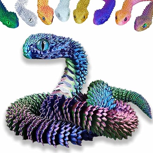 Conjunto de animales impresos en 3D, juguetes de serpiente impresos en 3D, juguete articulado flexible impreso en 3D, animales impresos en 3D,