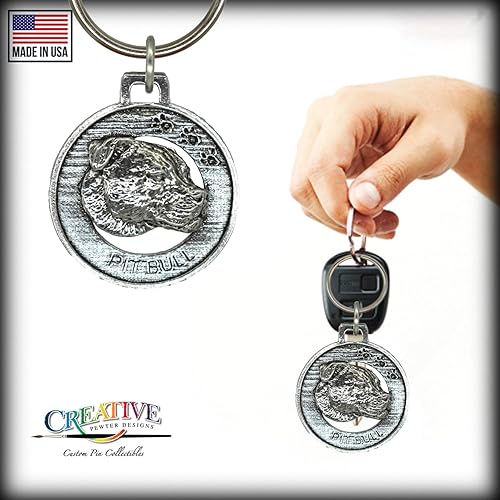 Miniatura 3 de Llavero de perro hecho a mano con colgante en el anillo, 100 razas diferentes, peltre antiguo, fabricado en Estados Unidos, Peltre