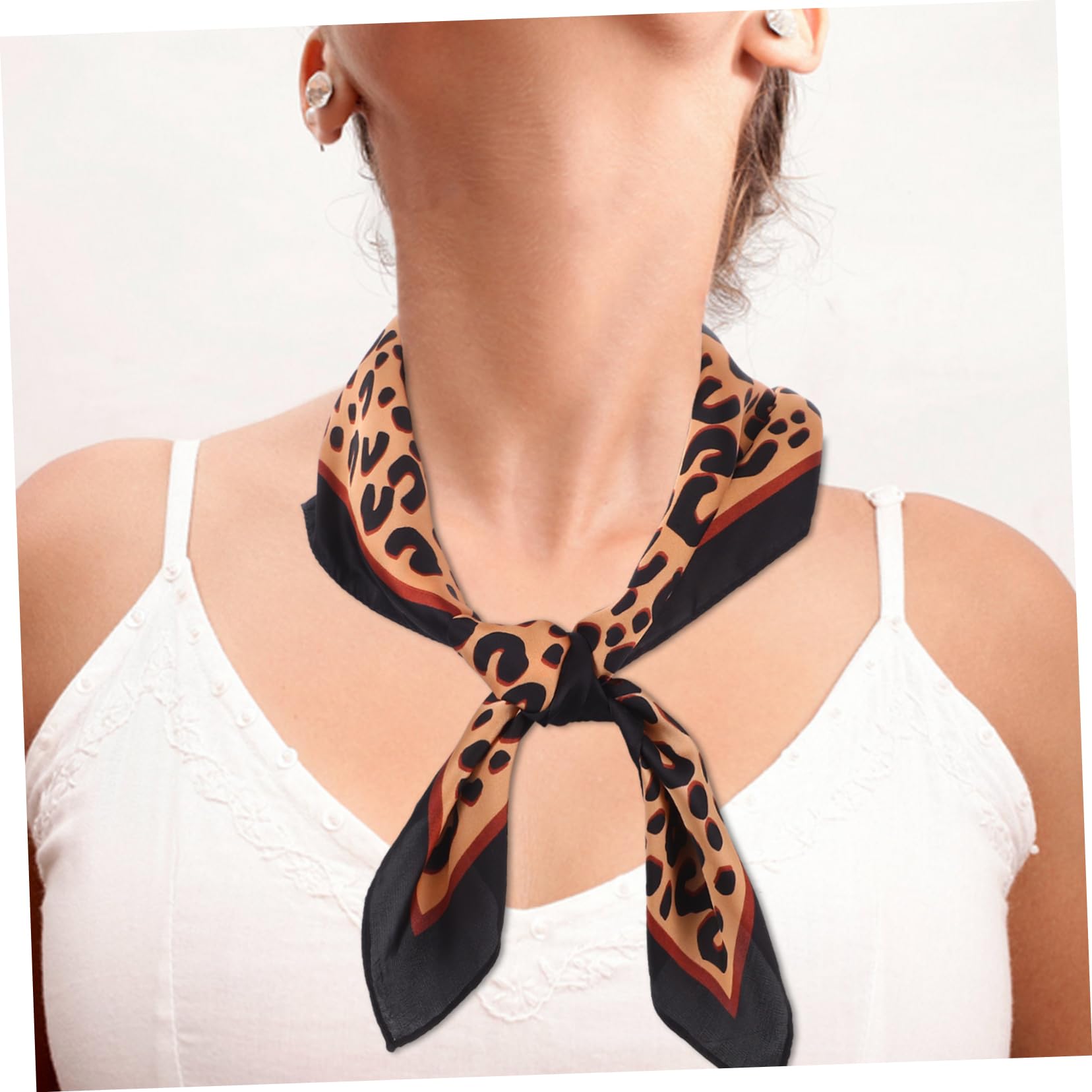 LIFKOME Pañuelo Cuadrado Leopardo Bufanda Fina Para Pelo y Cuello Accesorio Para Bolso y Sombrero