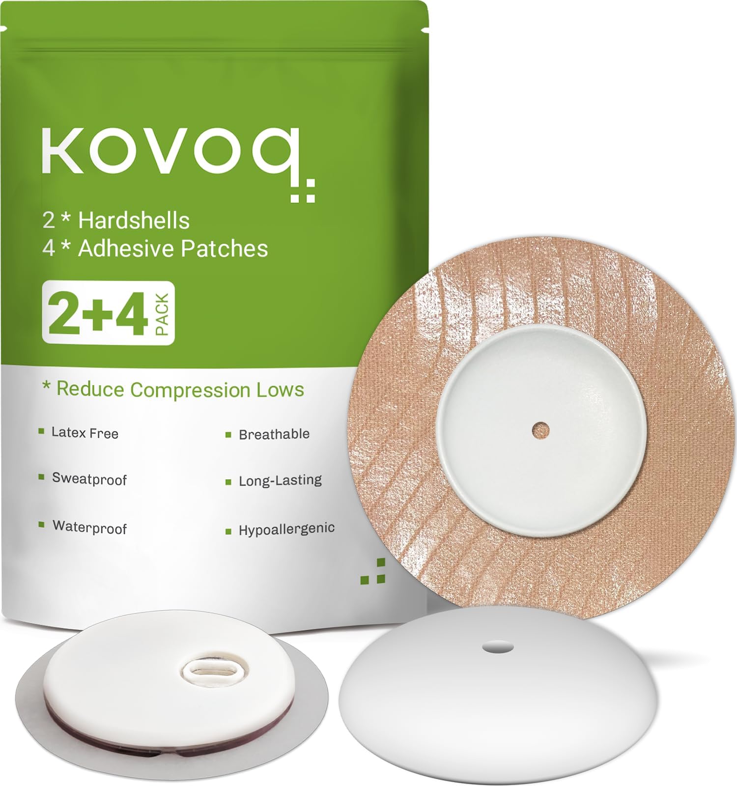 KOVOQ Reusable Libre 3 & Plus Hardshell Covers, 2-Pack Add-On Cover Caps Customized for Freestyle Libre 3 CGM Sensors (4 Pack Waterproof Adhesive Patches Included)