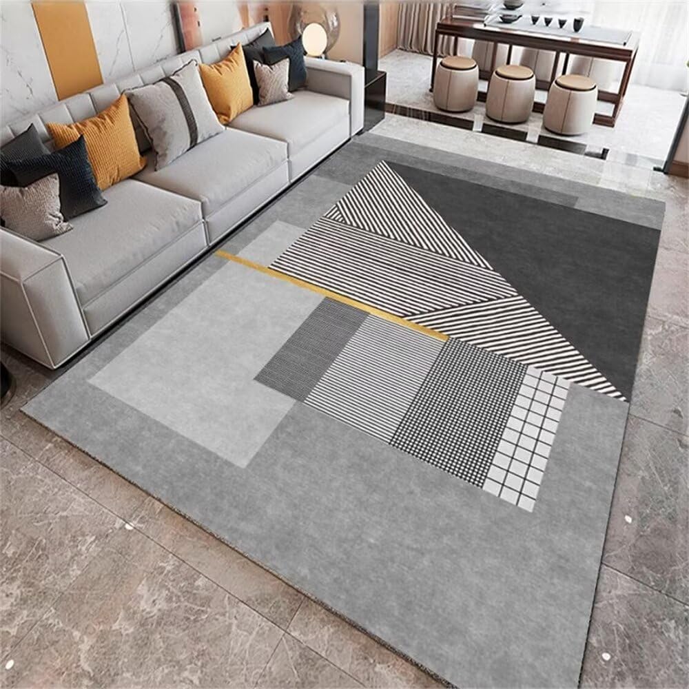 Tapis pour chambre fille rectangulaire gris antidérapant et lavable de 90x150cm