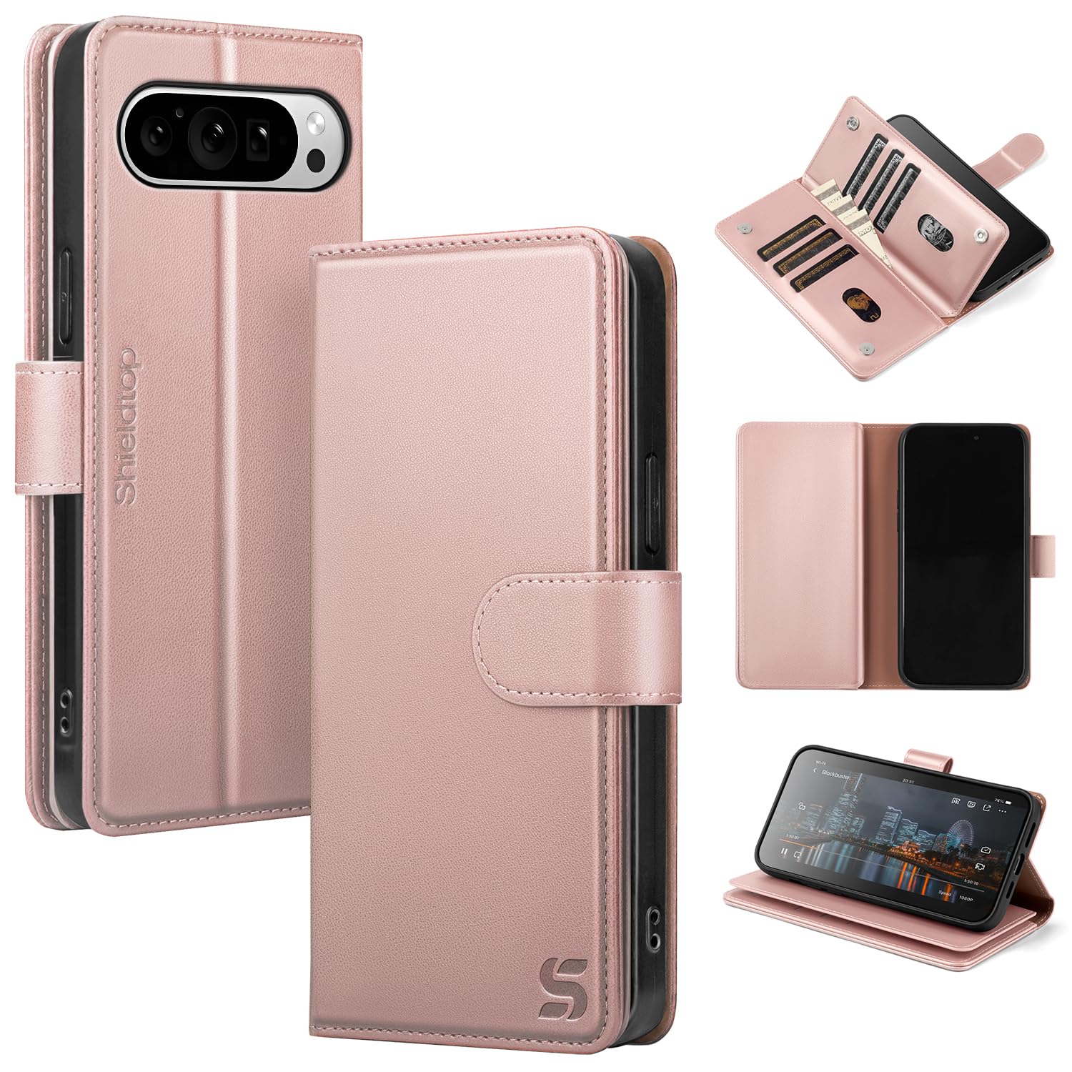Shieldtop Compatible with Google Pixel 9 Pro XL Wallet Case with Card Holder,Women Men RFID Blocking PU Leather Flip TPU Protective Cover Credit Card