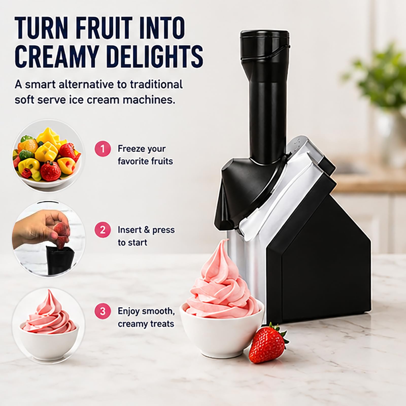 Máquina de helado casera para postres congelados, máquina de servir suave para fiestas familiares, fácil de limpiar