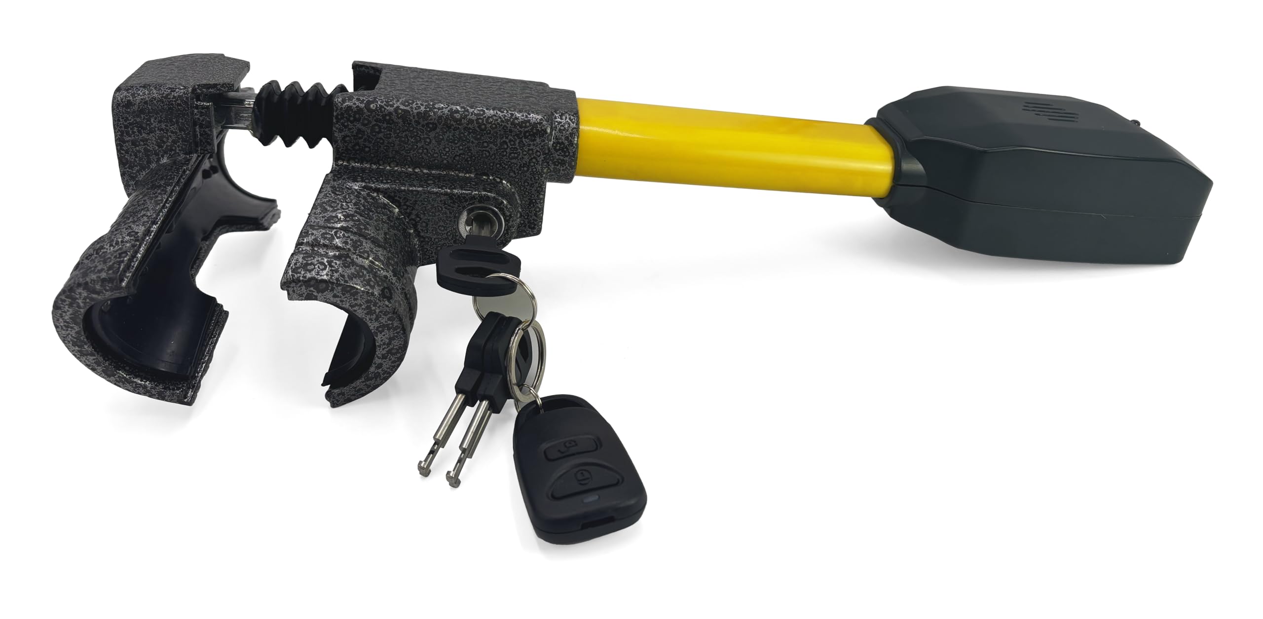 Antivol Voiture Haut de Gamme, Canne Antivol Voiture 2en1 Sans/Avec Alarme 120dB, Bloque Volant Plus Sûr et Dissuasif Autour d'un Rayon, Meilleur Barre Bloc Anti Vol Auto Camping-Car