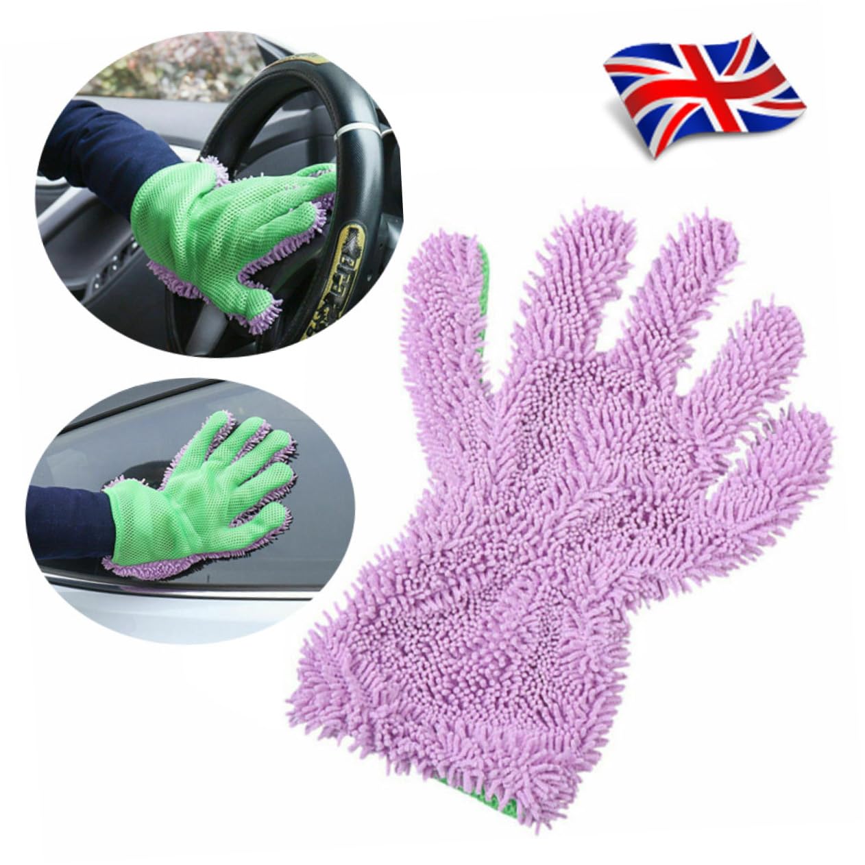 Mikinona 3 Piezas Guante De Lavado De Autos De Microfibra Guantes De Lavado De Autos Guantes De Lavado Automático Guante De Limpieza del Coche