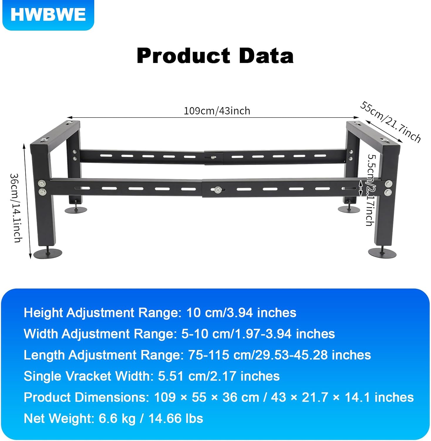 Mini Split Ground Stand, Indoor & Outdoor Adjustable Heavy Duty Stand for Ductless Air Conditioners, Heat Pumps, Compressors, Max Load: 770LBS