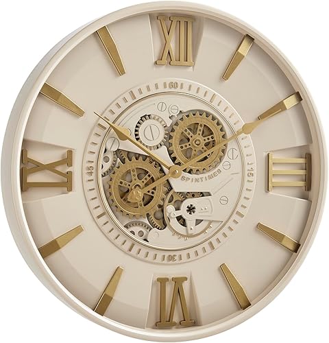 Miniatura 7 de CLXEAST Relojes de pared modernos minimalistas de mediados de siglo, reloj de pared de 24 pulgadas con engranajes móviles, relojes de pared grandes