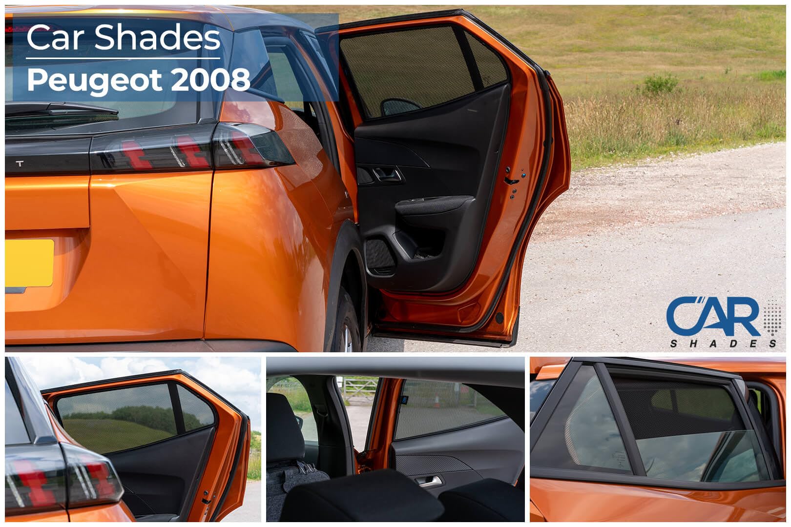 CAR SHADES Set de (Portes arrières) Compatible avec Peugeot 2008 II 2020- (2-pièces), Noir