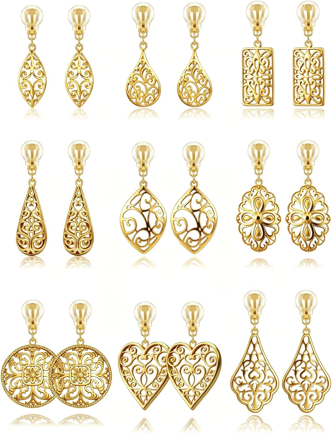 Awinesn Clip on Earrings Set for Women Hypoallergenic Dainty Bohemia Boho Vintage Statement Clip Earrings for Women Silver Plated Drop Dangle Earrings Multiple Styles Fashion Trendy Jewelry Gifts