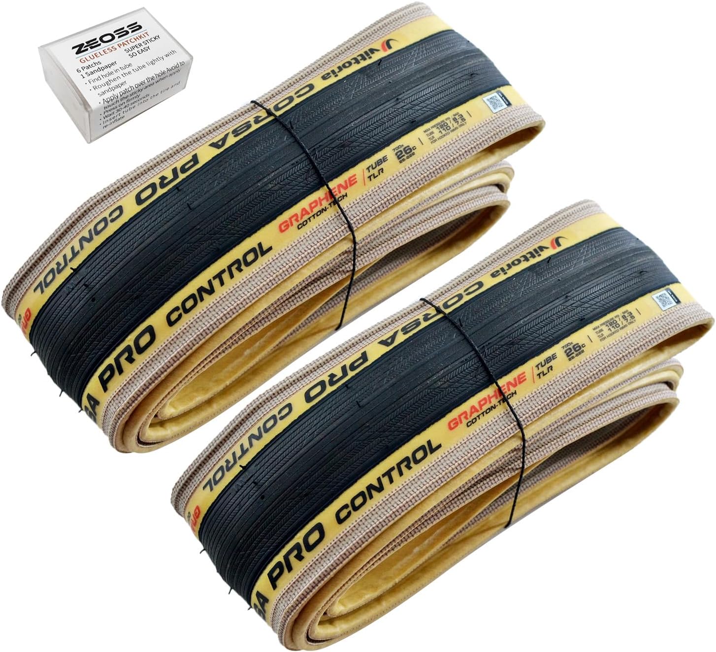 Vittoria Corsa PRO Control Graphene Clincher TLR Tire 700x26C Skinwall/Black with ZEOSS Sticker, VT3113-ZEO