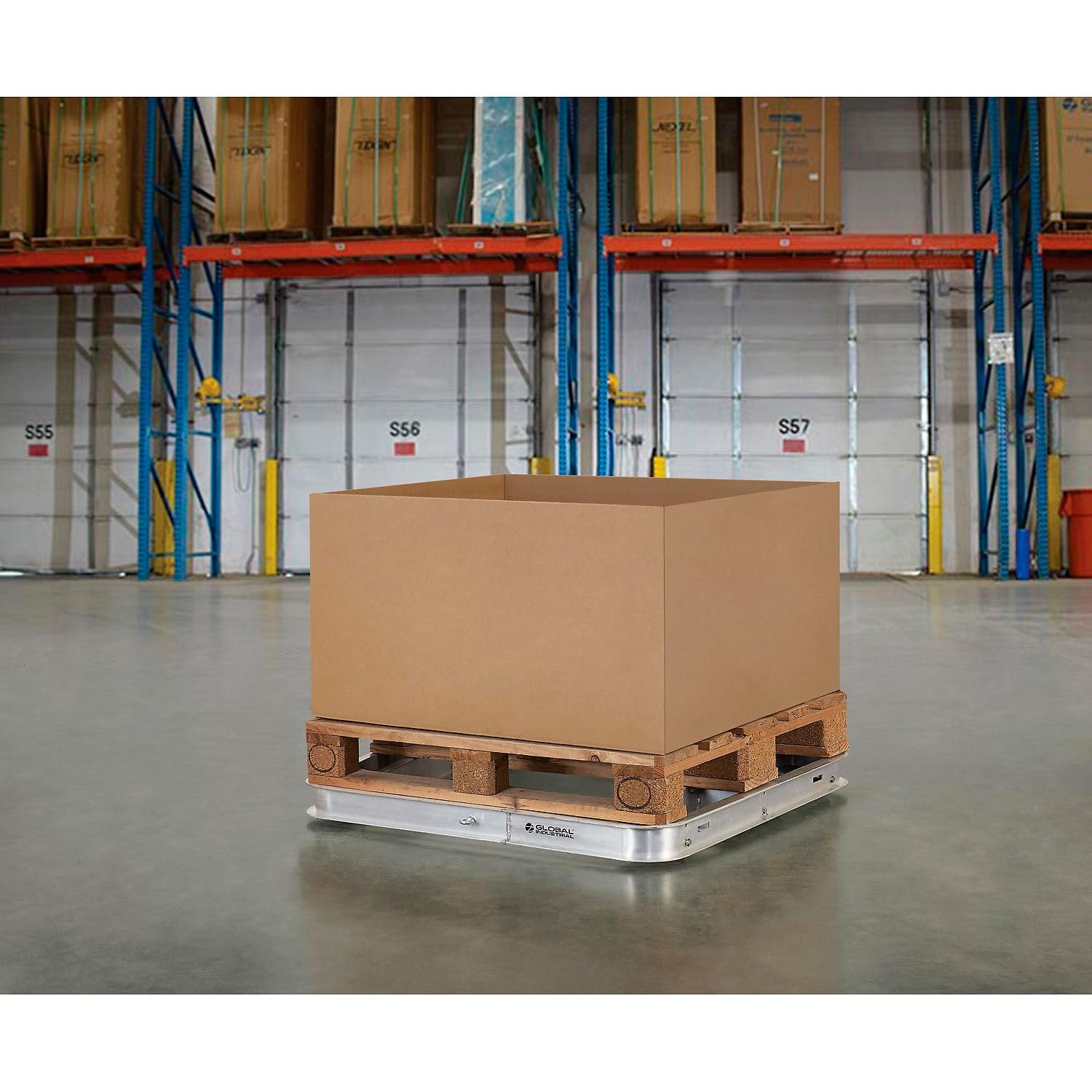 Global Industrial Aluminum Pallet Dolly with Tilt Rollers, 6000 lb. Cap., 48