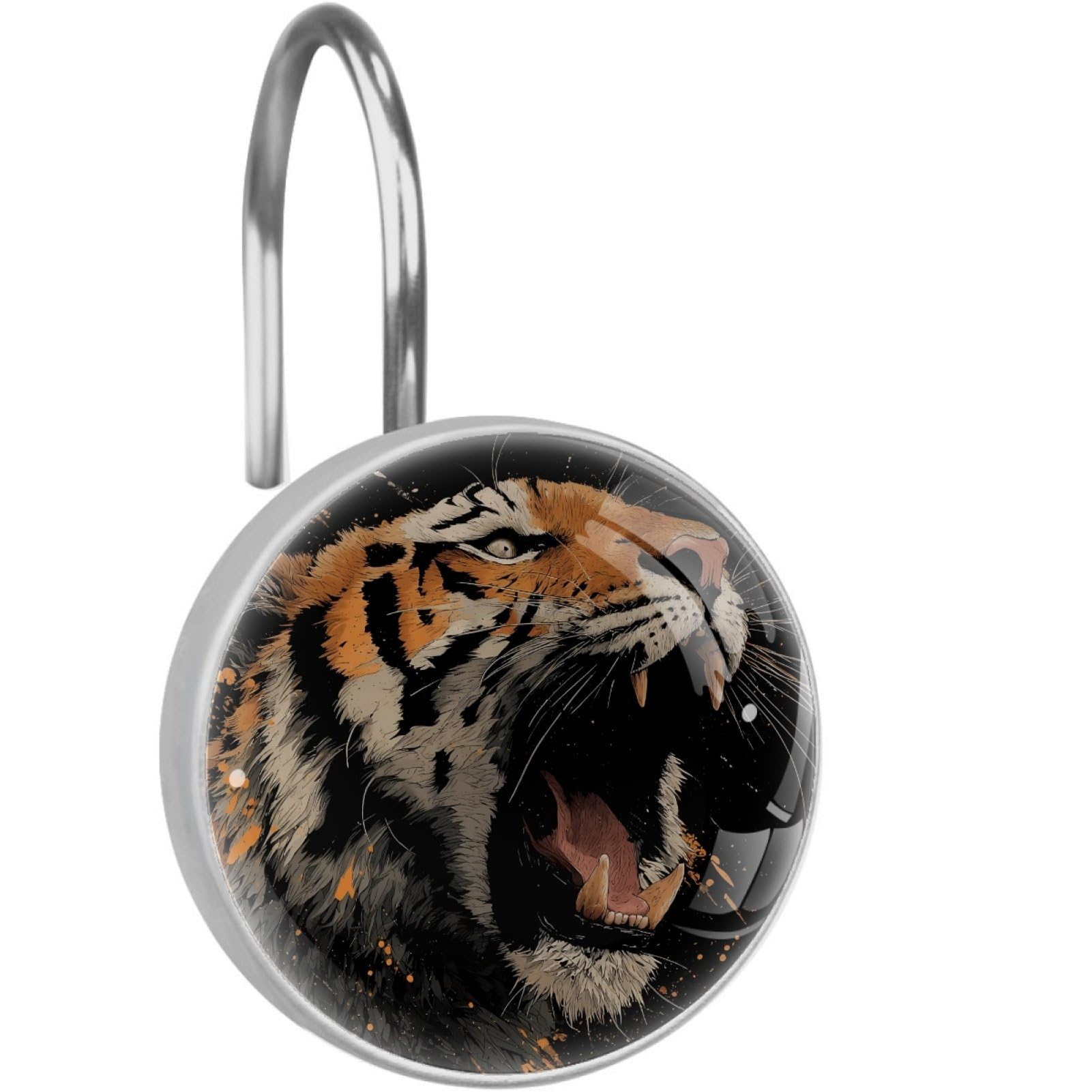 VAPOKF Decorative Shower Curtain Hook, Tiger Head Rustproof Stainless Steel Shower Curtain Hook for Bathroom, Shower Curtain Hangers for Shower Rod