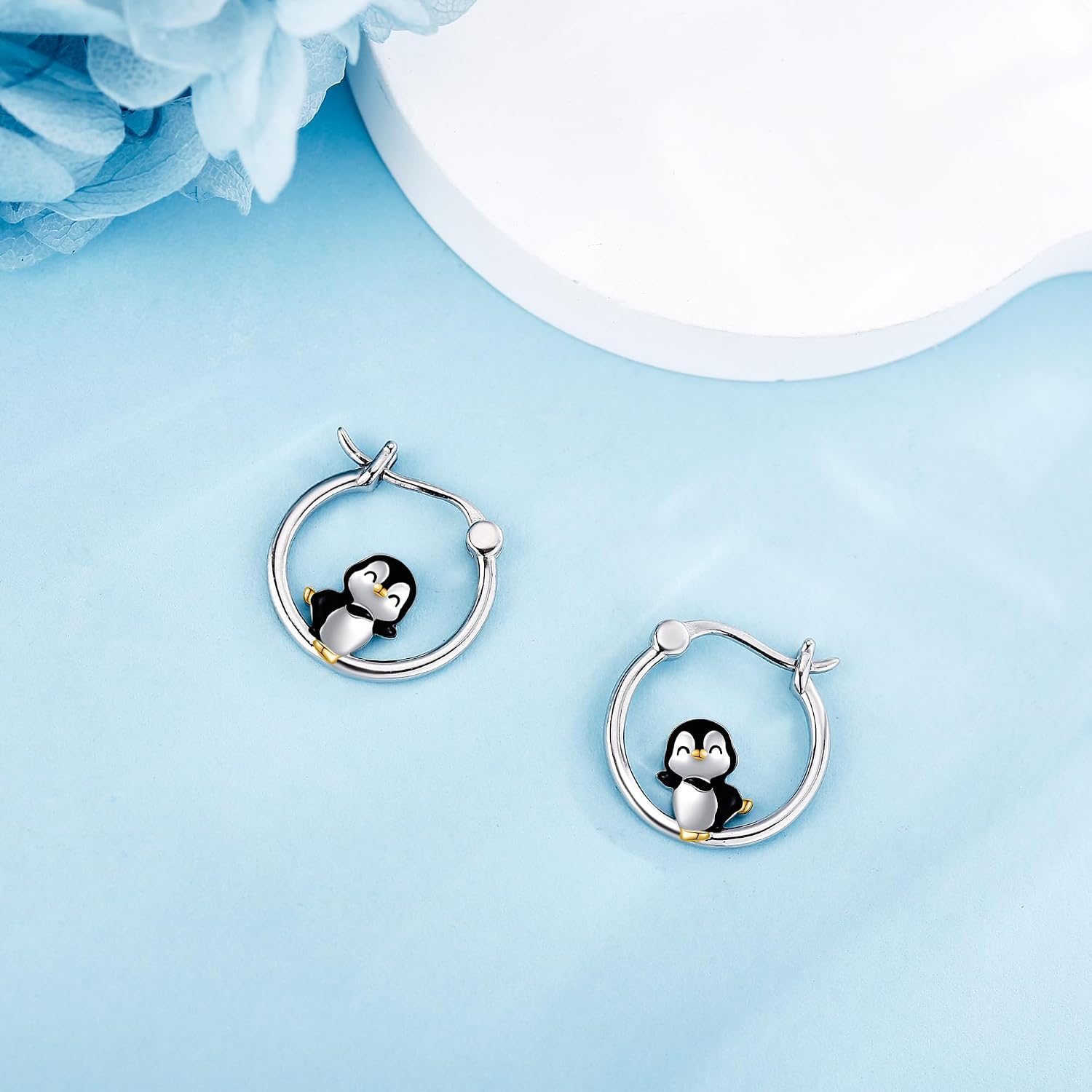 Cat/Dog/Cow/Squirrel/Spider/Duck/Panda/Penguin Hoop Earrings 925 Sterling Silver Animal Jewelry Gifts for Women