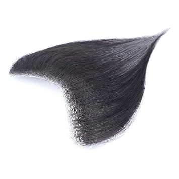 Bestgift Wig Piece Mens Real Hair Wigs Forehead Hair Patch Natural black 7 * 15cm