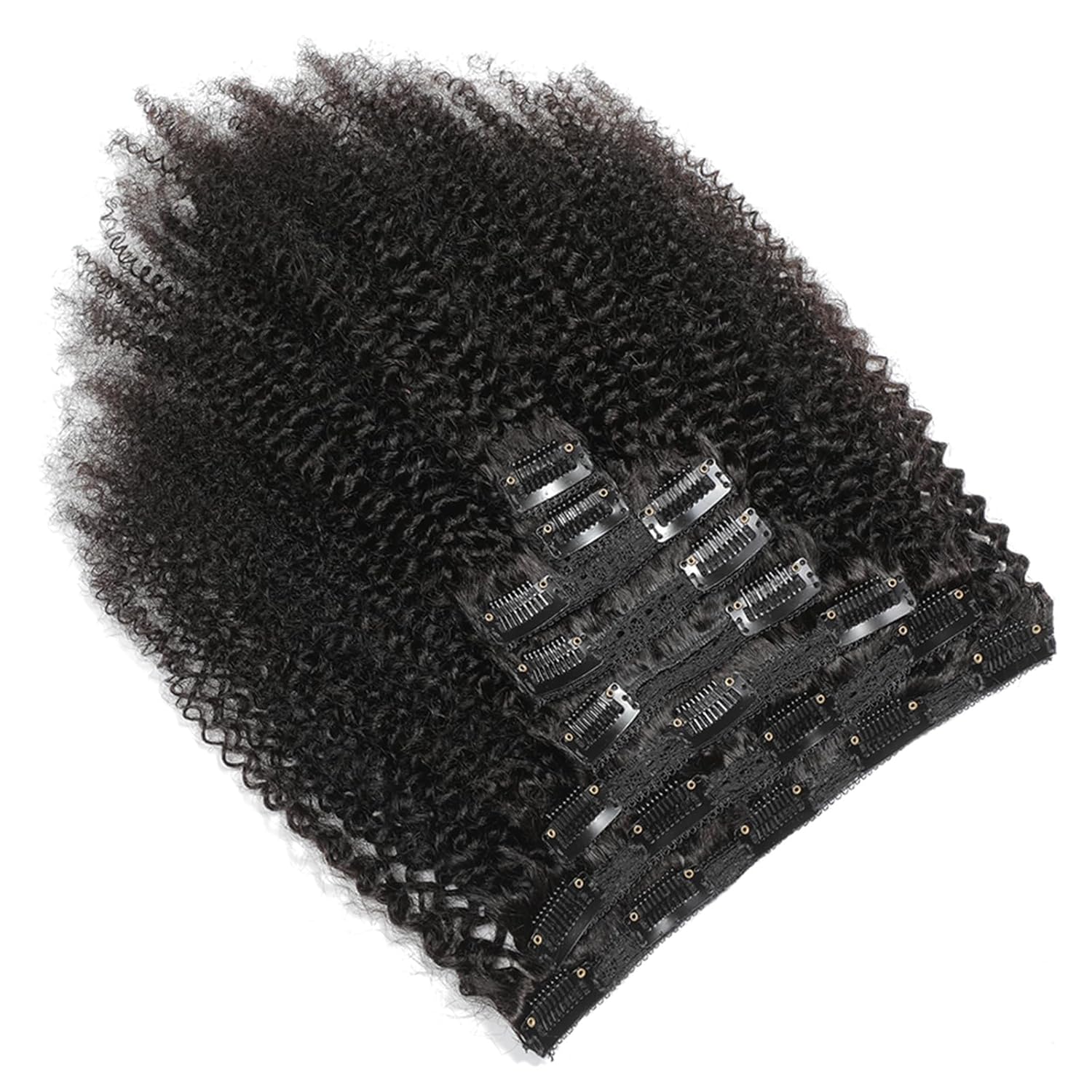 Clip in Hair Extensions Real Human Hair Afro Kinky Curly Natural Colour 8PCS 115-120 Grams 18 inches