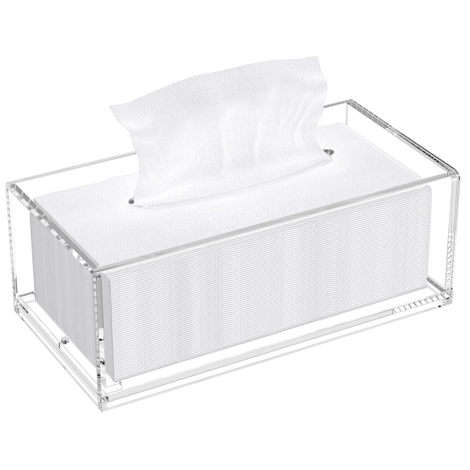 AITEE Acrylic Tissue Box Cover: Clear Rectangle Tissue Holder Napkin Dispenser for Home Bathroom Kitchen Bedroom Office Coffee Table Restaurant