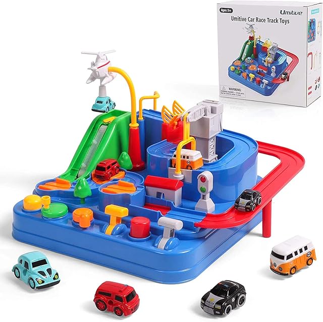 Umitive Cars Track Toys, Car Adventure Toys, Intelligence Educational City Rescue Engineering Vehicles Playsets, Montessori Toy for 3 4 5 6 Year Old Girls Boys (small)