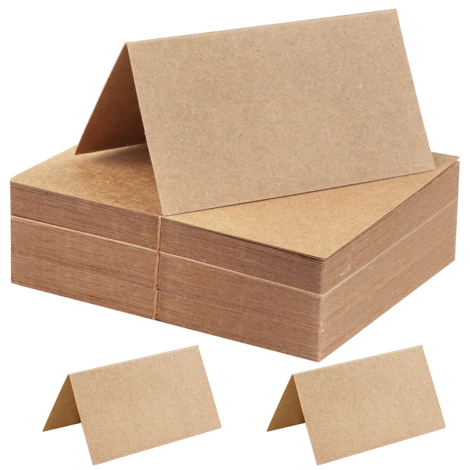 100 Blank Name Place Cards for Table Setting,Brown Kraft Name Cards 9x10cm