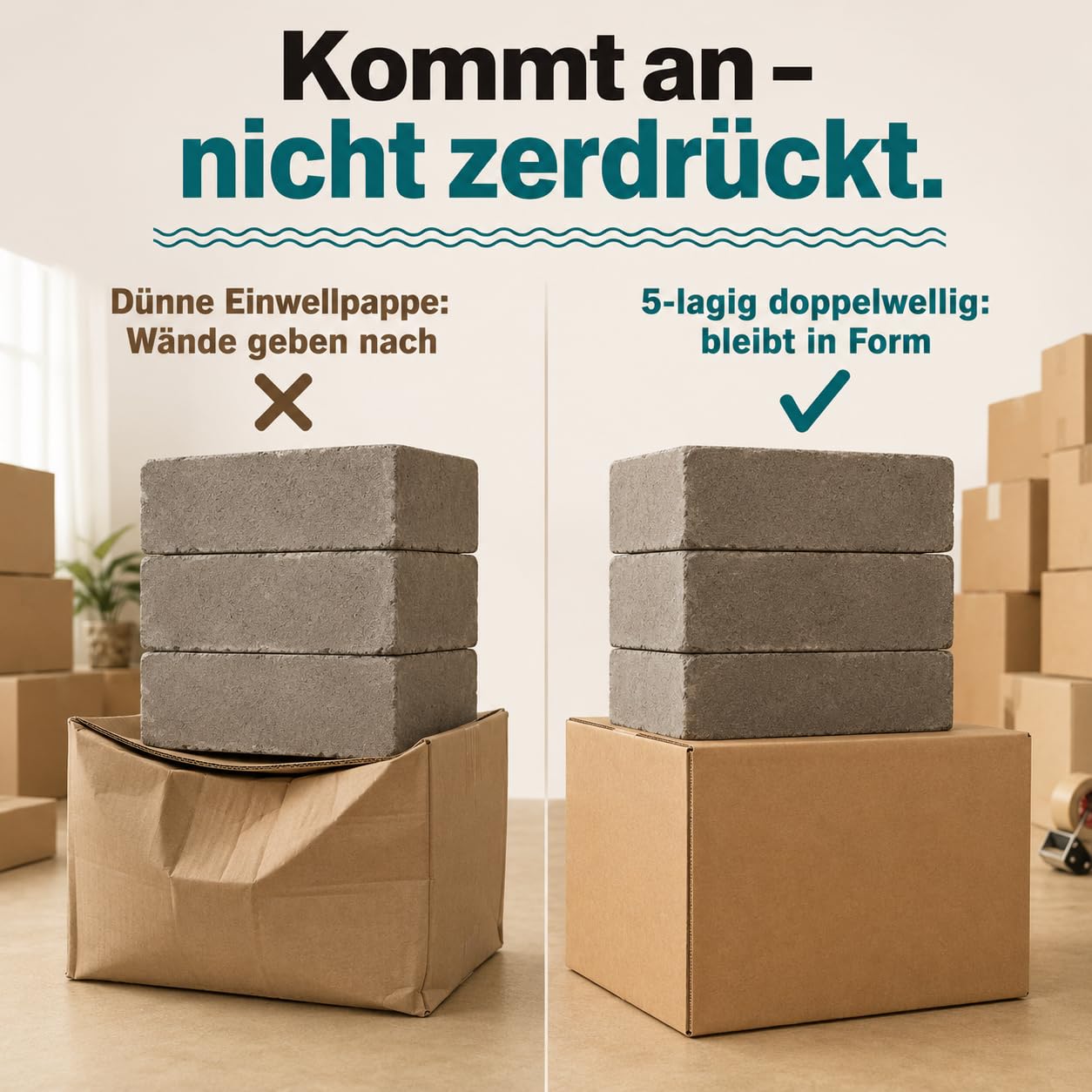 GiDeli Versandkartons Stabile Umzugskartons - 20 Stück 43x30x26,5 cm Braun - 5-lagige Wellpappe, BC-Welle, FEFCO 0201 - Für Warenversand, Lagerung, Archivierung, Geschirr, Bücher, Aktenordner