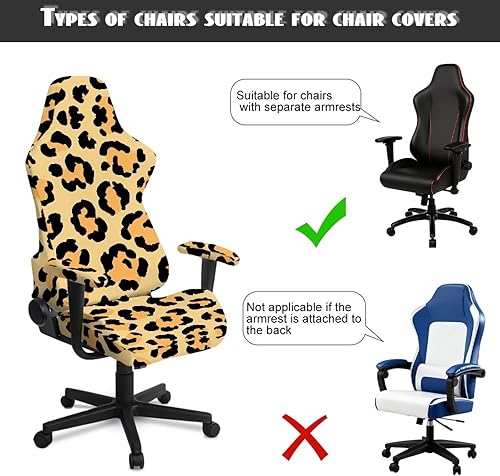 Miniatura 7 de Leopard Print Gaming Chair Covers Slipcovers Attached Arms Classic Ergonomic Office Chair Slip Cover Non-Slip Video Game Chairs Cover for Lover