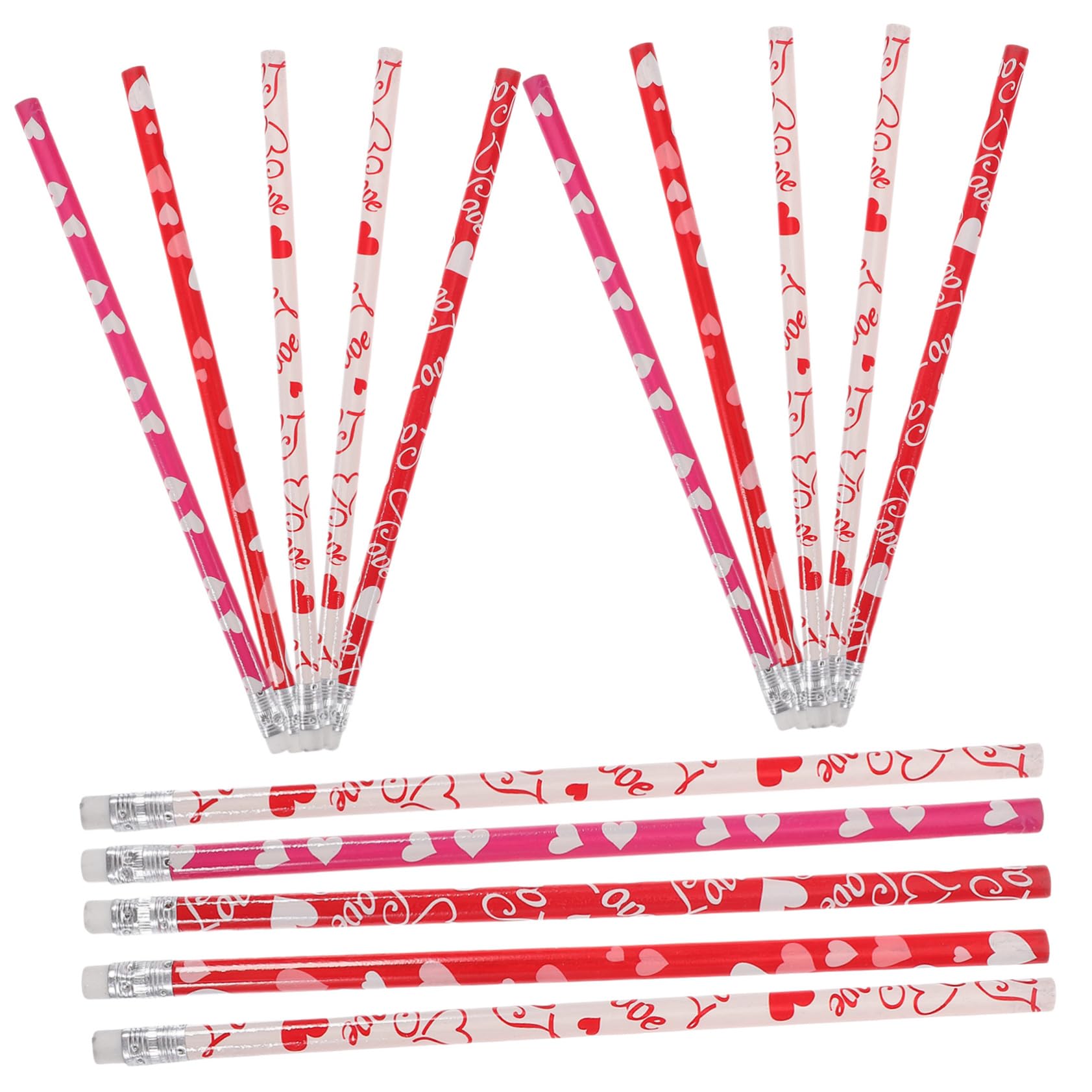 VILLCASE 5 Ensembles Crayon Saint Valentin Crayons De Golf Avec Gommes Aiguiseur Électrique Stylo De Croquis Approvisionnement Scolaire Faveur Étudiante Accessoires En Bois 50 Pièces * 5