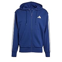 adidas Homme ESSENTIAL THREE STRIPES FRENCH TERRY FULLZIP HOODIE, Dark Blue, White, L