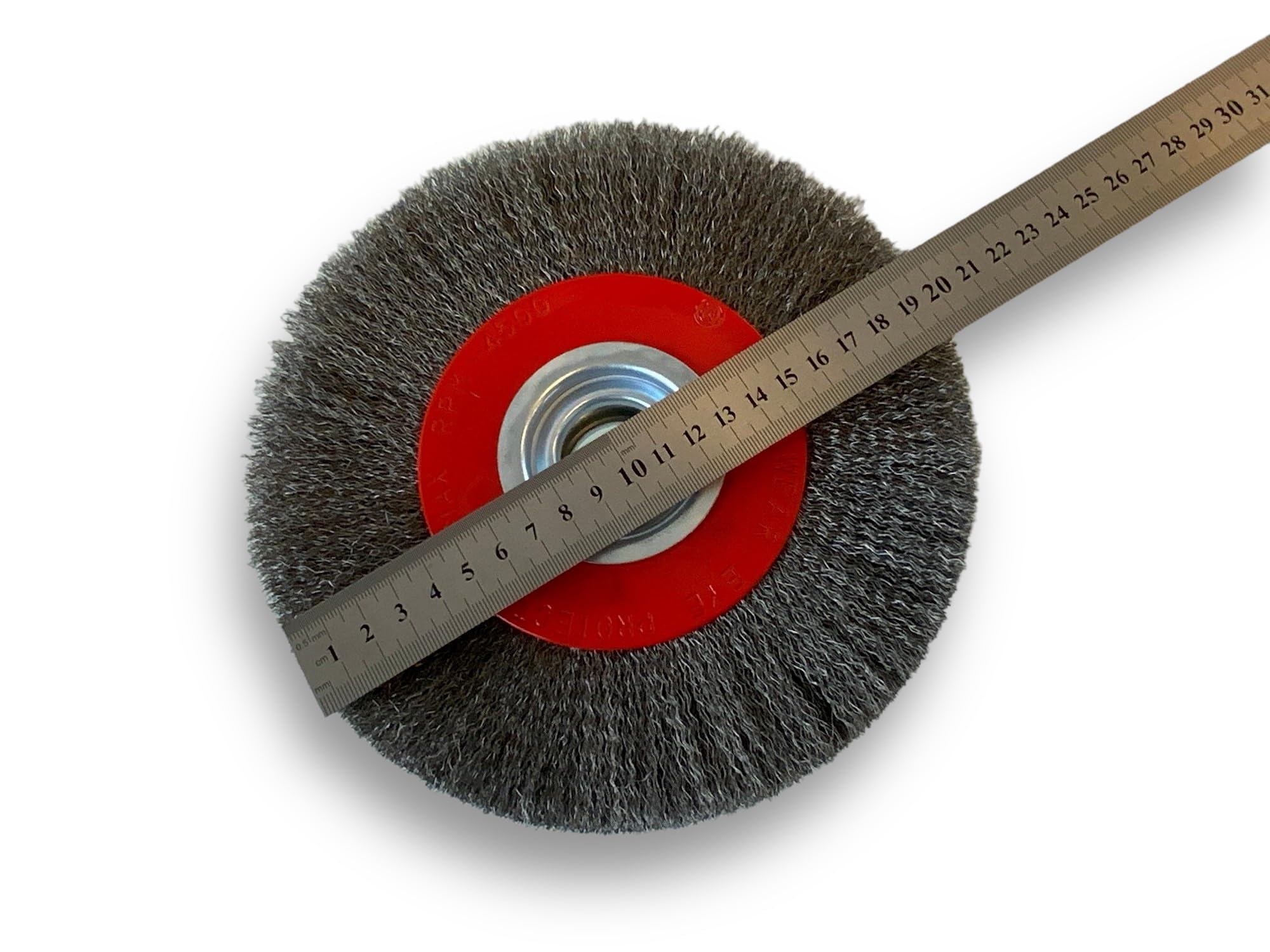 Brosse circulaire ACIER | Ø 200 mm | Epaisseur 3 rangs | Fil souple 0.20 mm ondulé | Alésage 32 mm + réducteur bague 25/22/20/16/12 mm | Touret meuleuse affûteuse ponceuse | Kibros 238203AV