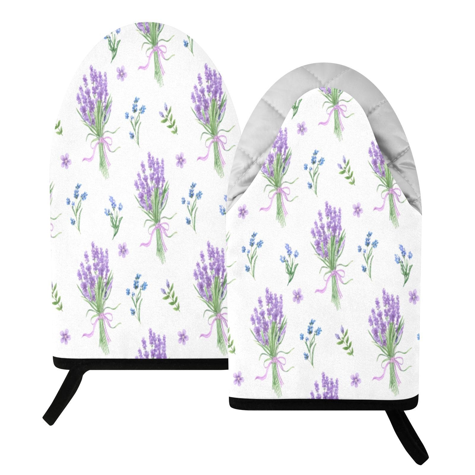 BURSTDDY Lavender Oven Mitt,Heat Resistant Kitchen Mitts for Cooking