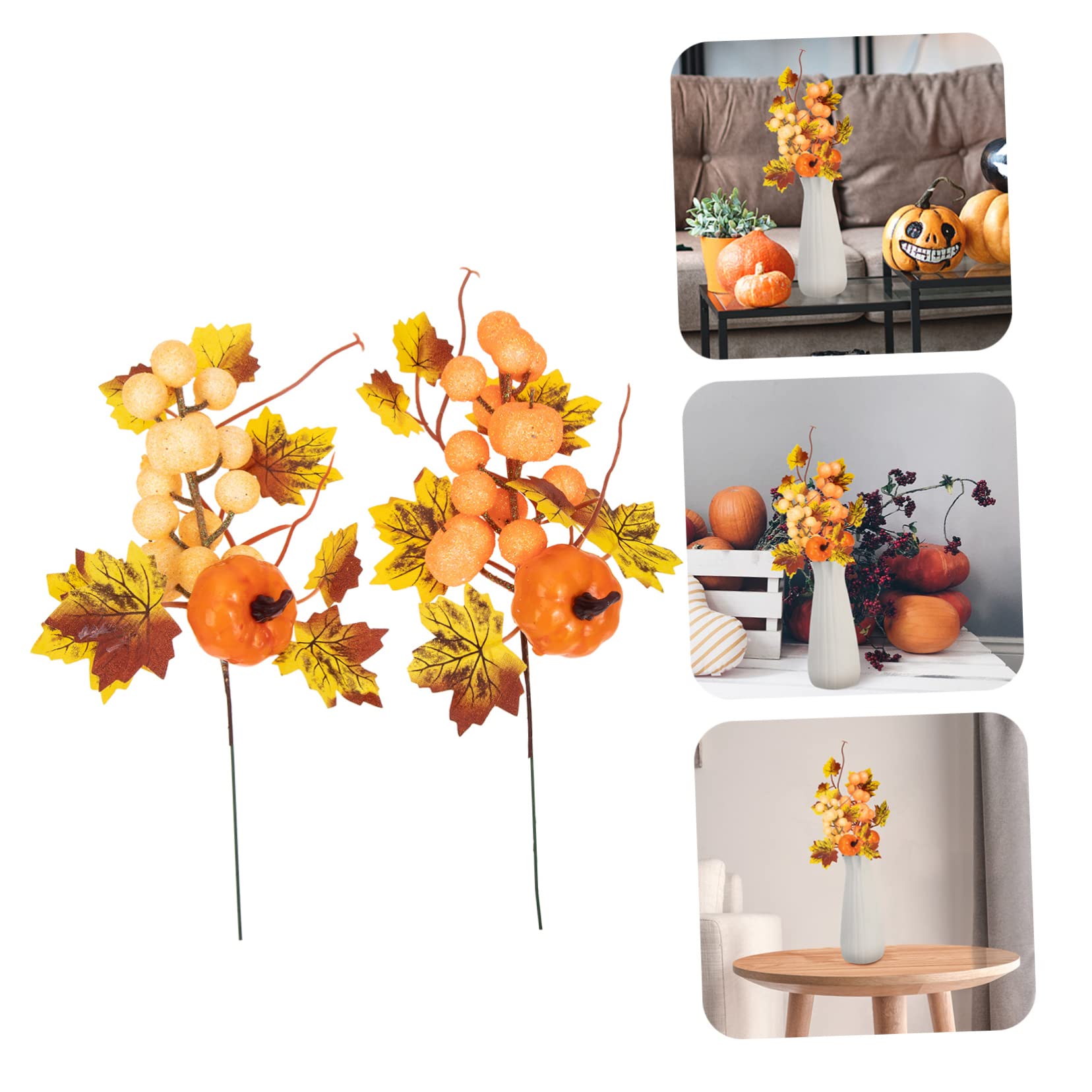 Abaodam 4sets Maple Leaf Zweig Kürbisse Festliche Halloween Decor Faux Herbst Blatt Design 2 Stücke * 4