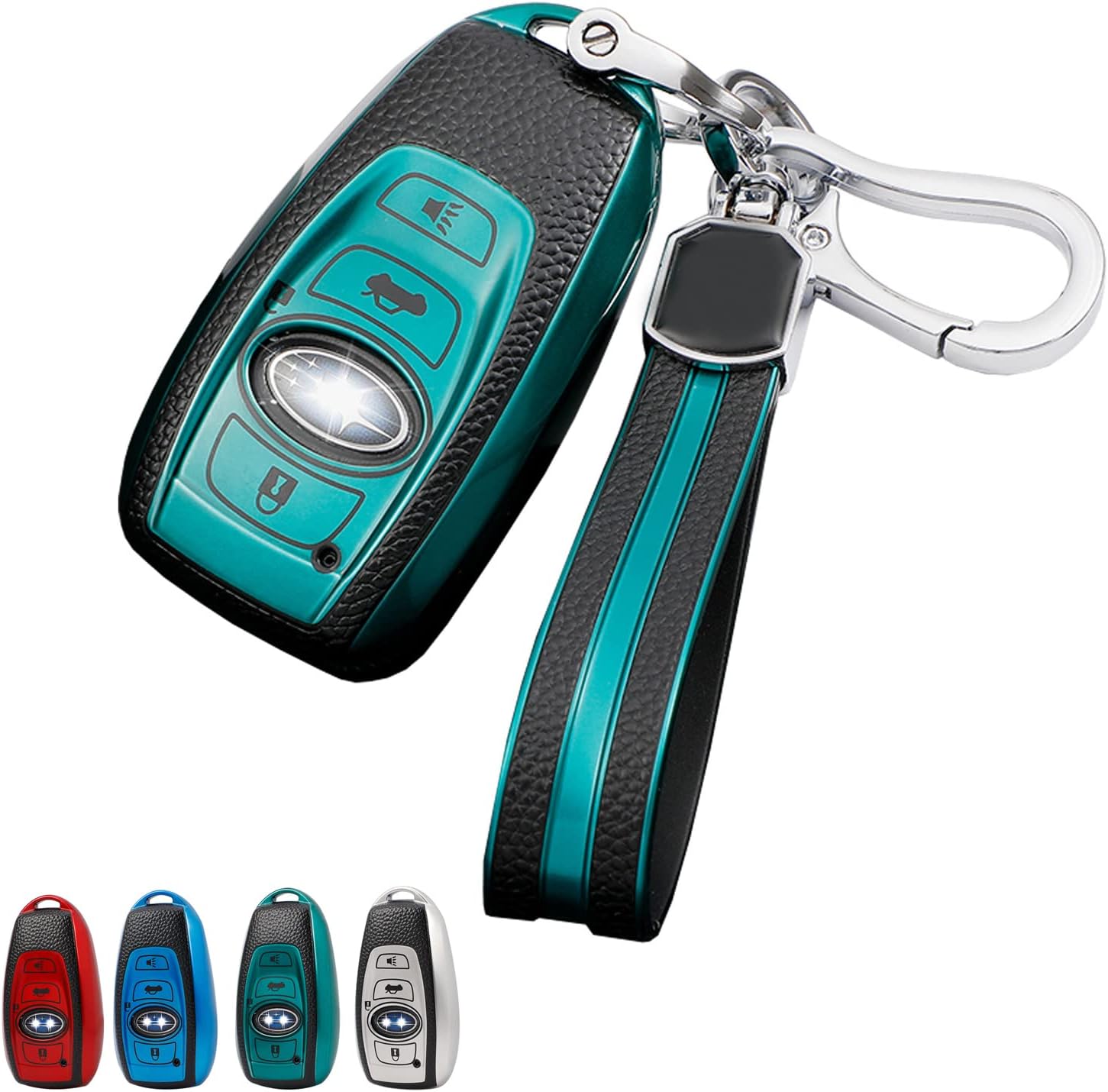 WKIOERAD for Subaru Key Fob Cover with Keychain Soft TPU Leather Full Protection Key