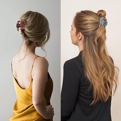 Miniatura 4 de Pinza de pelo de garra mediana para mujeres y niñas, pinza de lazo para cabello finogrueso, 6 piezas de 3.15 pulgadas, cuadrada mate antideslizante,