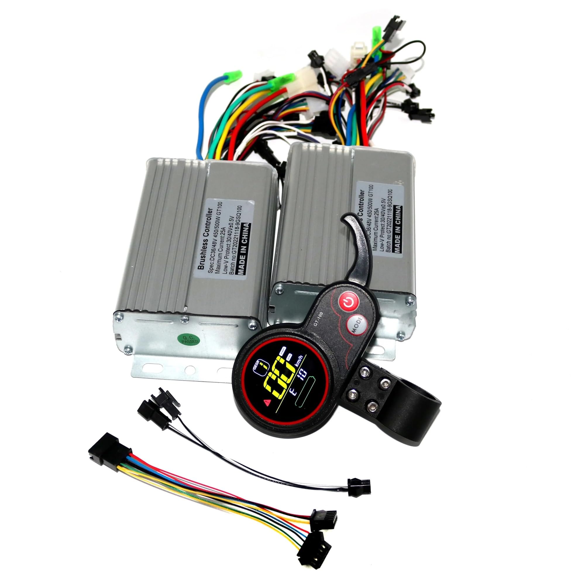 Sterownik silnika pojazdu elektrycznego Podwójny napęd 36/48/60V 450/500W BLDC kontroler skutera elektrycznego E-bike 2 szt. bezszczotkowy sterownik prędkości i 1 szt. wyświetlacz L+C+D jeden