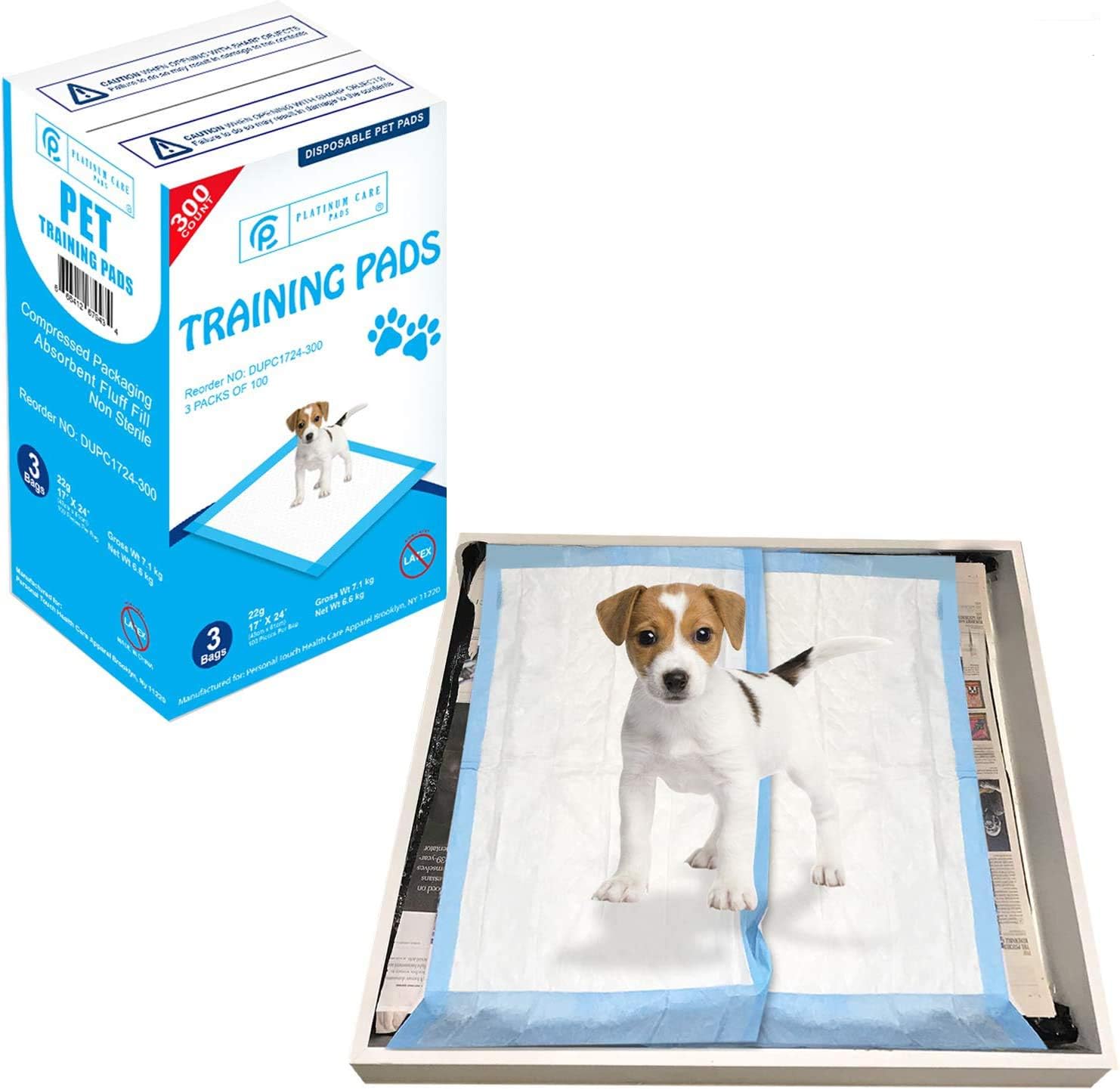 Disposable Pet Training Puppy Pads Size 17x24 Case of 300