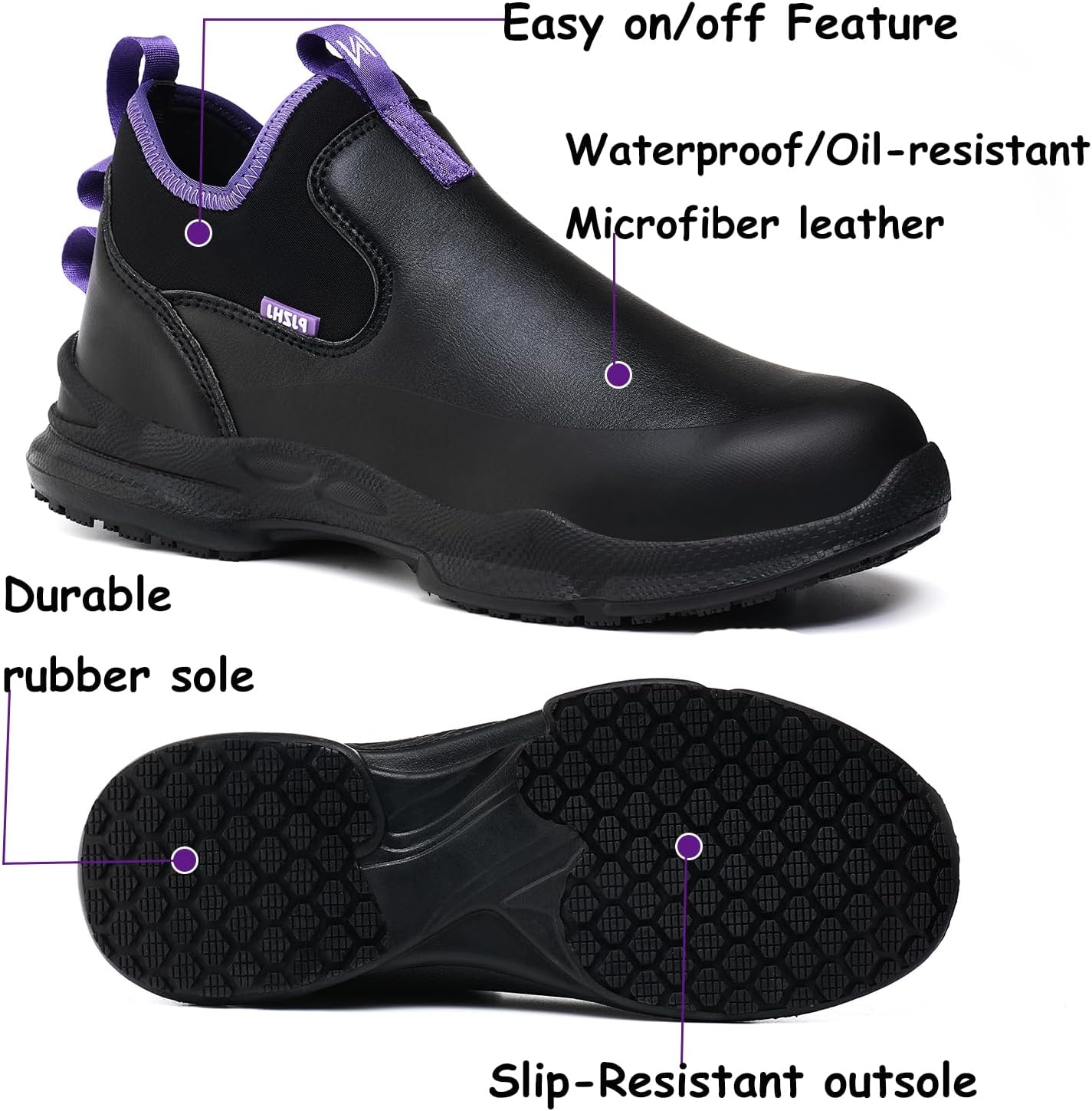 PJZHJ Non Slip Work Shoes for Women Water & Oil Resistant Food Service Shoes Comfortable Slip Resistant Chef Shoe for Restaurant Hospital - Image 5