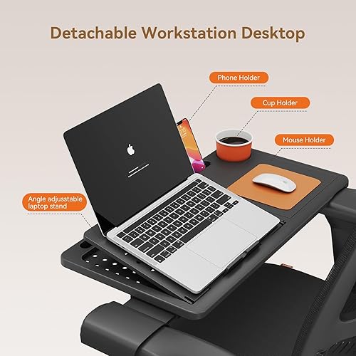 Miniatura 6 de Newtral Silla de oficina ergonómica con bandeja para laptop, silla de escritorio con reposabrazos 4D, soporte lumbar dinámico, reposapiés y