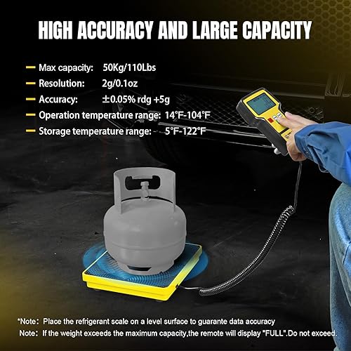 Miniatura 3 de YELLOW JACKET Báscula de refrigerante 110 libras HVAC Freon Scale Pantalla LCD Ultra-Grande Escala de carga electrónica de refrigerante de alta