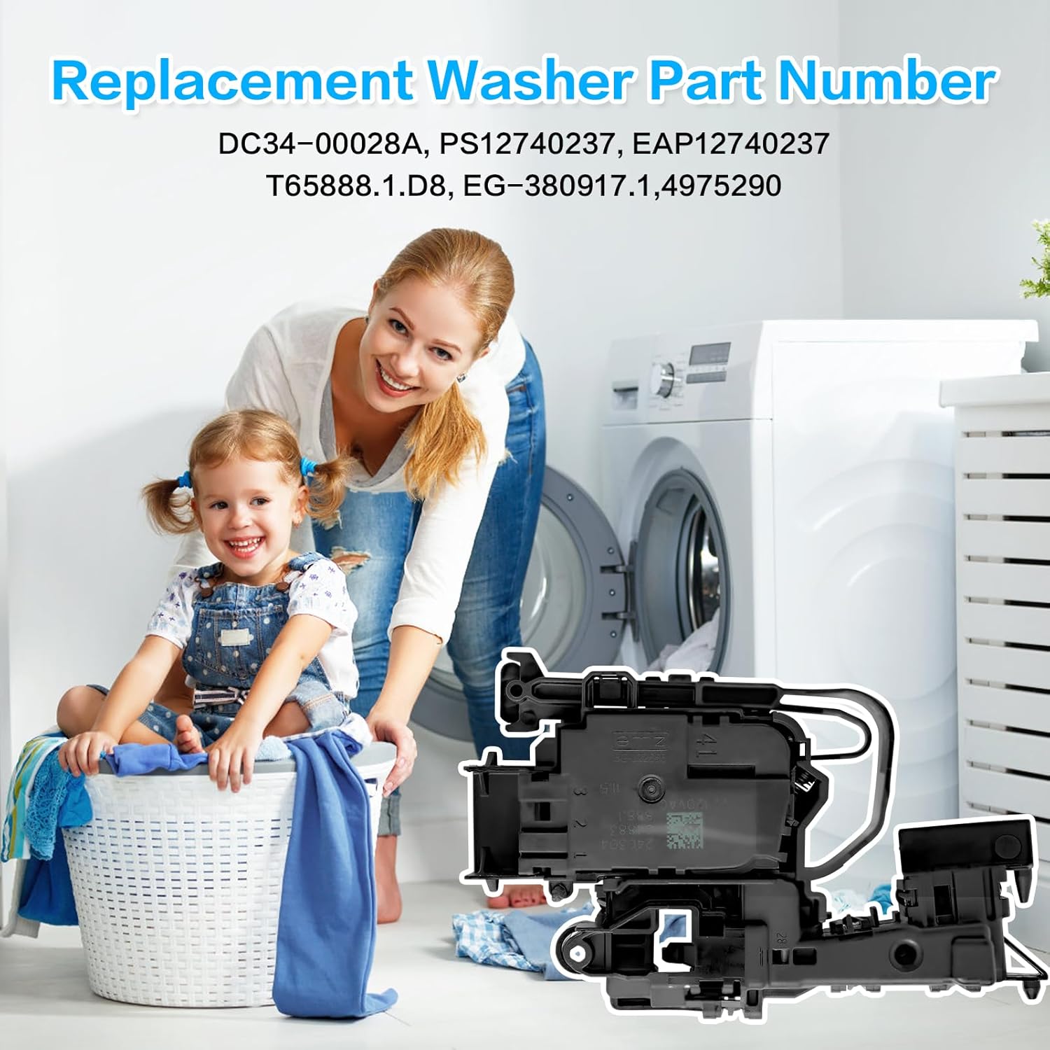 DC34-00028A Washer Switch Door Lock Fit for Samsung Washing Machine OEM Parts Replace PS12740237 DC34-00028A Door Lock Latch for Samsung WF45A6400AV/US WF45R6300AC - Image 6